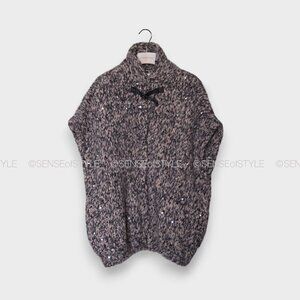 Brunello Cucinelli Cardigan Poncho Cape Jacket Coat Monili Trim Size S 40